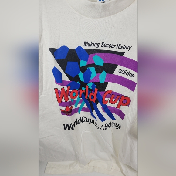 NWT VTG Adidas World Cup USA 94 Making Soccer History Single Stitch T-Shirt XL - Picture 3 of 15